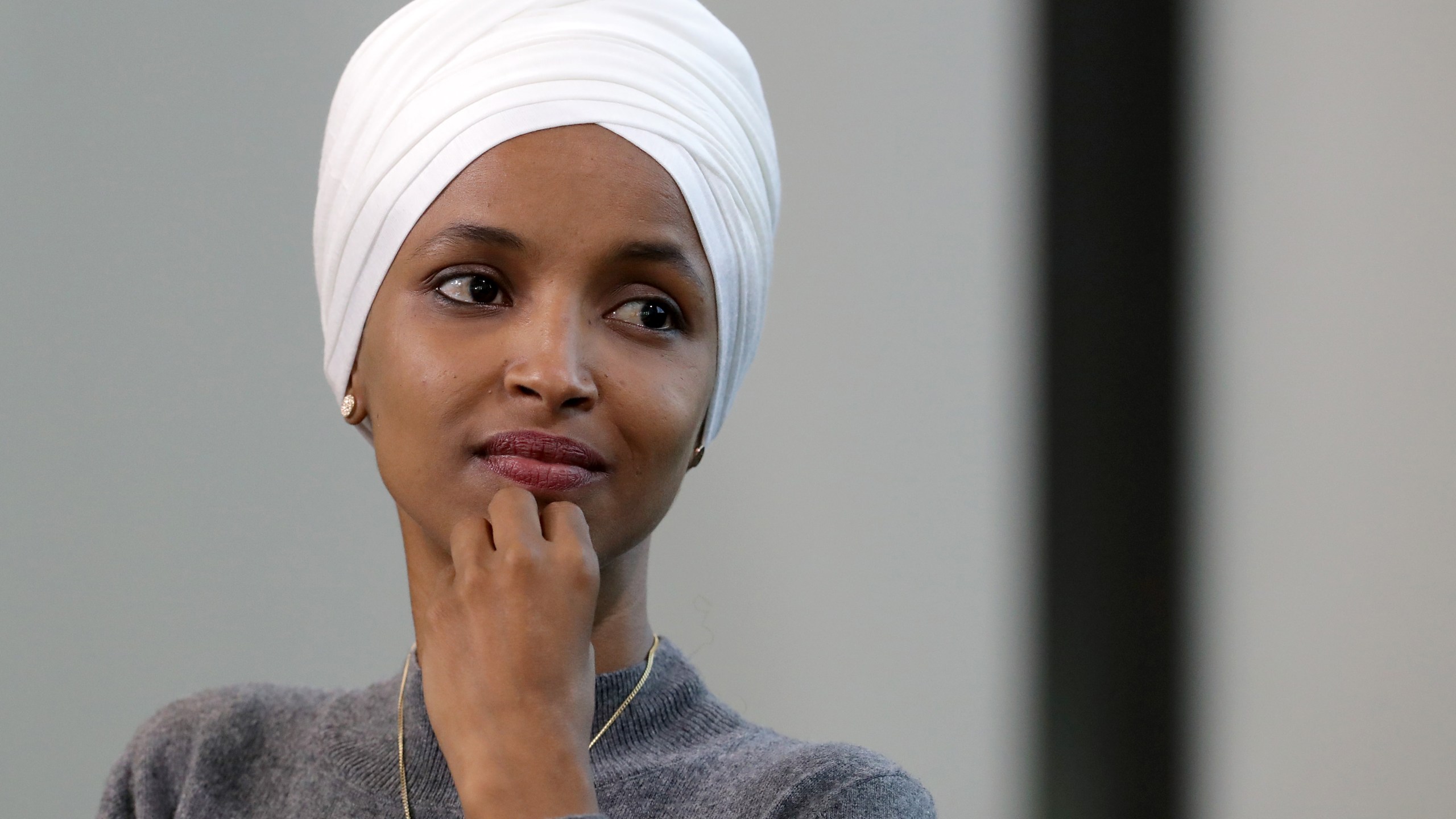 Rep. Ilhan Omar (D-MN) participates in a panel discussion during the Muslim Collective For Equitable Democracy Conference and Presidential Forum at the The National Housing Center July 23, 2019, in Washington, D.C. (Credit: Chip Somodevilla/Getty Images)