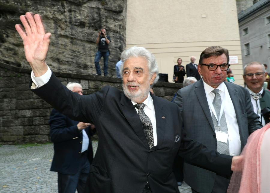 Spanish opera singer Placido Domingo is seen after the performance of "Luisa Miller" at the Salzburg Festival, on Aug. 25, 2019, in Salzburg, Austria. (Credit: FRANZ NEUMAYR/AFP/Getty Images)