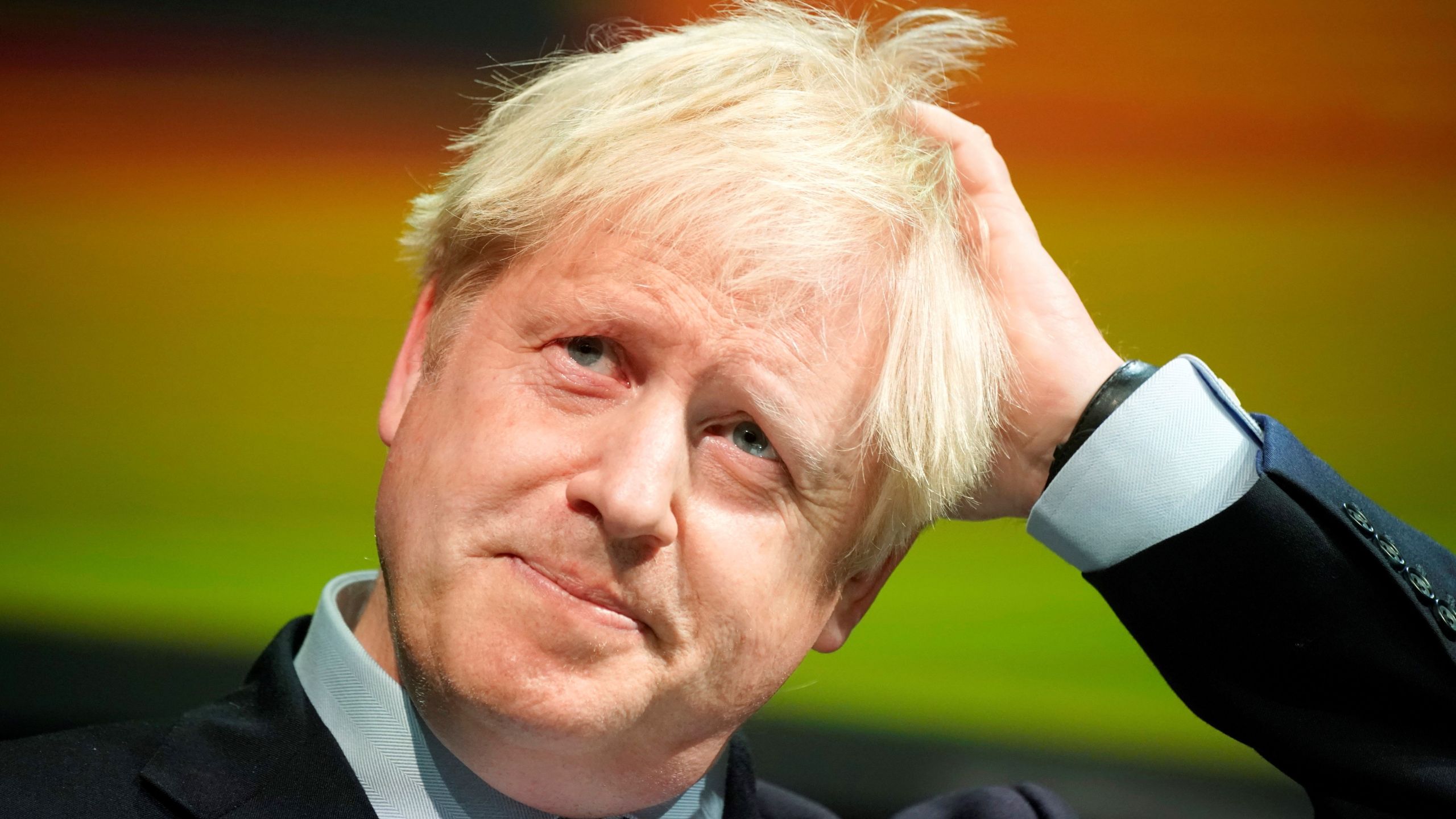 Britain's Prime Minister Boris Johnson gestures as he delivers his speech at the Convention of the North, in the Magna Centre in Rotherham, northern England on Sept. 13, 2019. (Credit: CHRISTOPHER FURLONG/AFP/Getty Images)