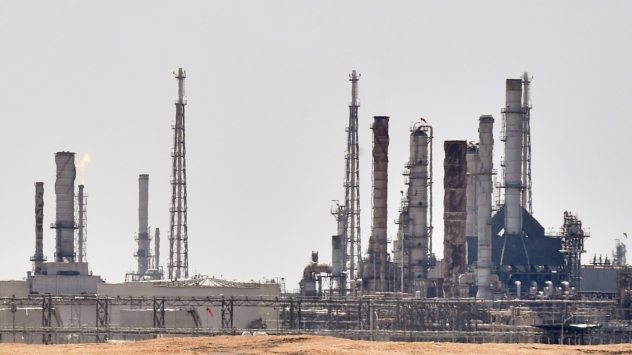 A picture taken on Sept. 15, 2019, shows an Aramco oil facility near al-Khurj area, just south of the Saudi capital Riyadh. (Credit: FAYEZ NURELDINE/AFP/Getty Images)