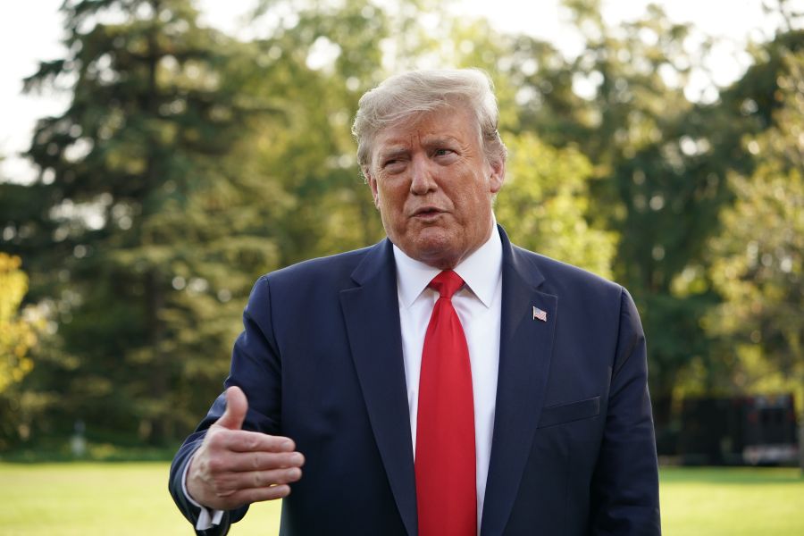 President Donald Trump talks to journalists as he departs the White House on Sept. 16, 2019. (Credit: Mandel Ngan / AFP / Getty Images)