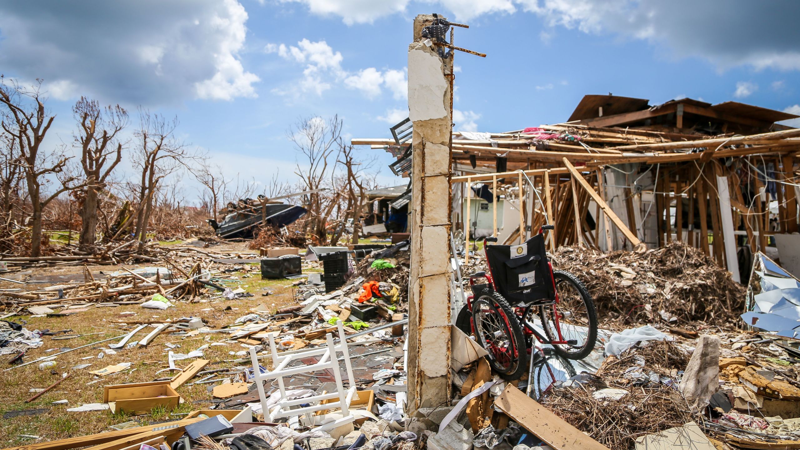 Destroyed homes are seen in High Rock, Grand Bahama, Bahamas, on Sept. 16, 2019. (Credit: Zak Bennett / AFP / Getty Images)