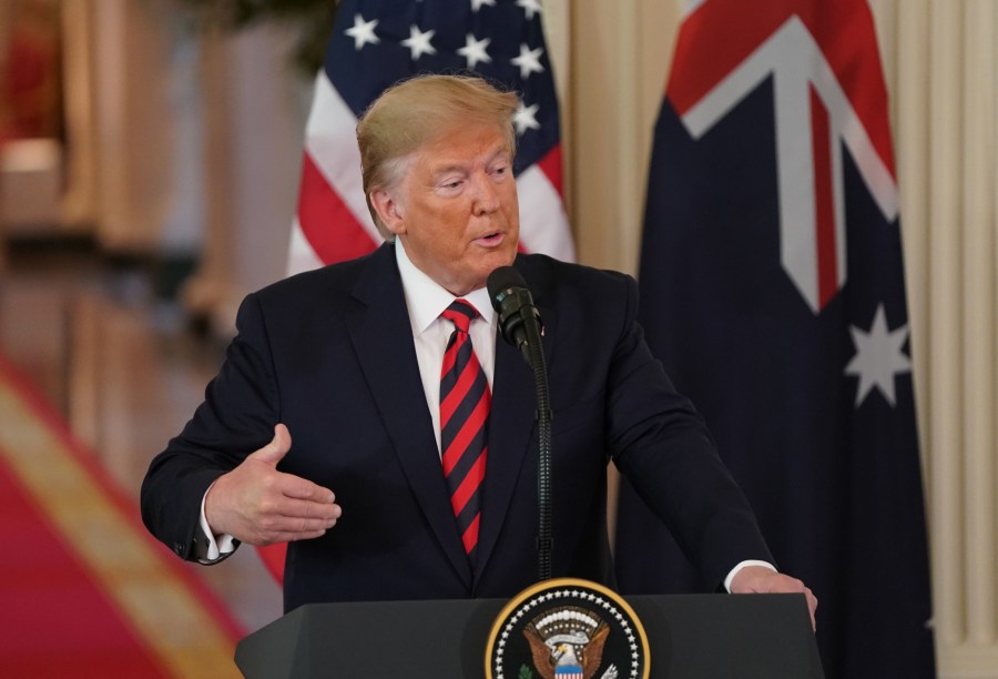 U.S. President Donald Trump speaks during a press conference with Australian Prime Minister Scott Morrison in the East Room of the White House in Washington, D.C., on Sept. 20, 2019. (Credit: ALEX EDELMAN/AFP/Getty Images)