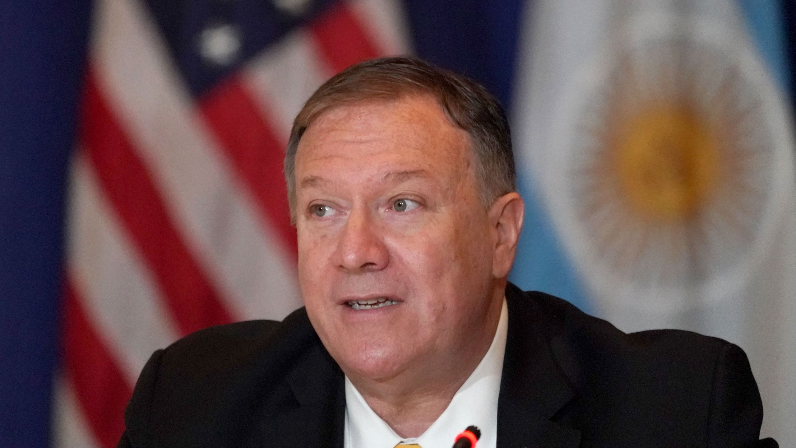 Secretary of State Mike Pompeo delivers opening remarks at an event hosted by the State Department at the Palace Hotel in New York City on Sept. 26, 2019. (Credit: Bryan R. Smith / AFP / Getty Images)