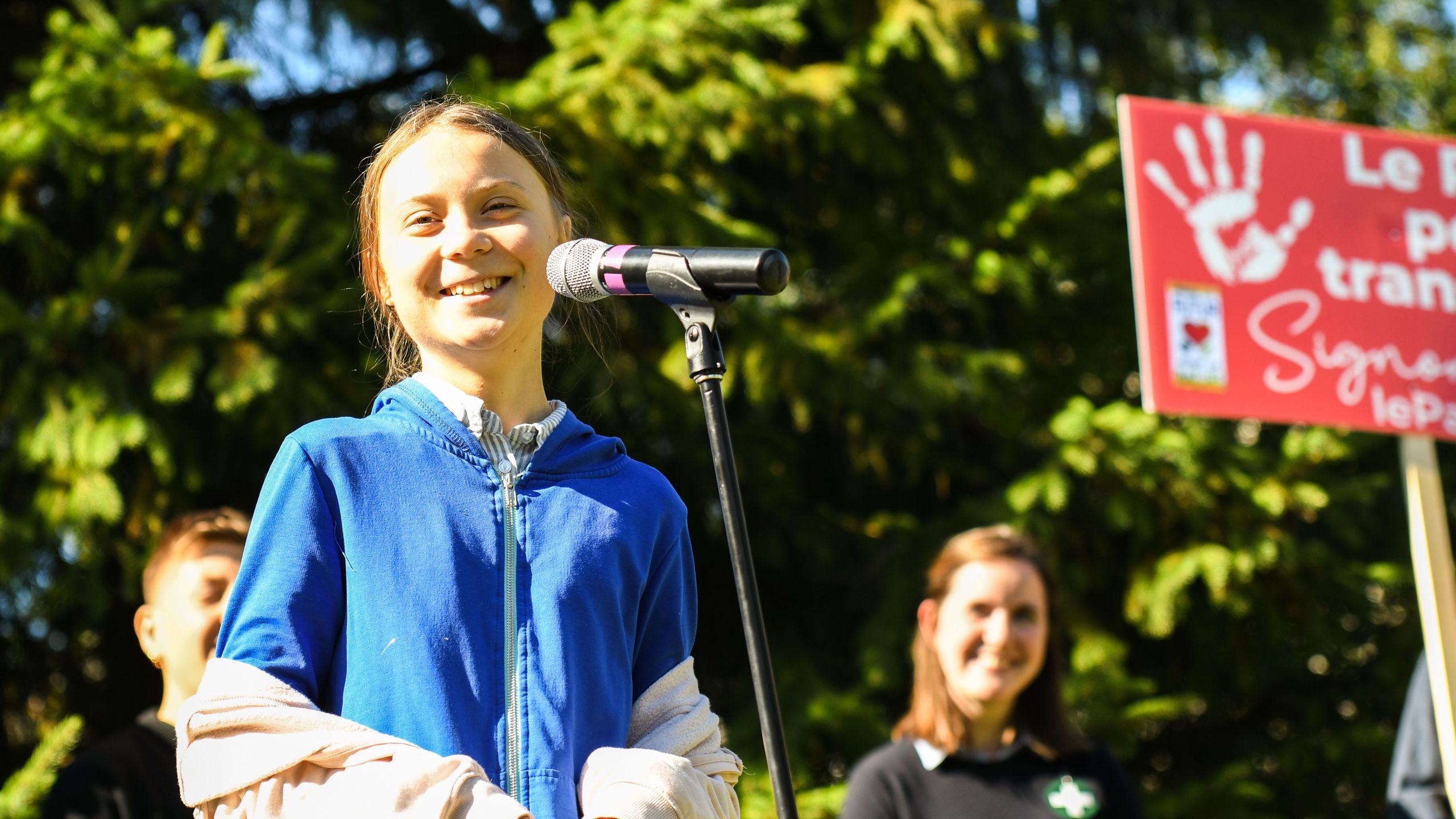 Swedish climate activist Greta Thunberg speaks during a press conference before the march for climate in Montreal, Canada, on Sept. 27 2019. (Credit: MARTIN OUELLET-DIOTTE/AFP/Getty Images)