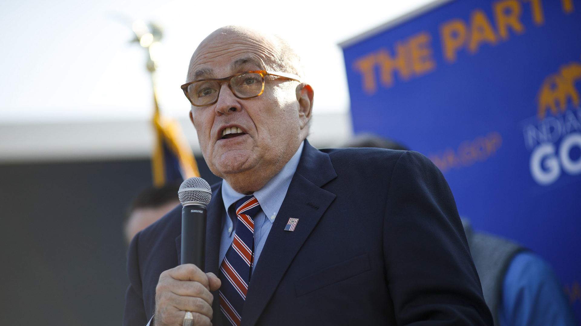 Former New York City Mayor Rudy Giuliani arrives to campaign for Republican Mike Braun in the U.S. Senate race on November 3, 2018 in Franklin Township, Indiana. (Credit: Aaron P. Bernstein/Getty Images)