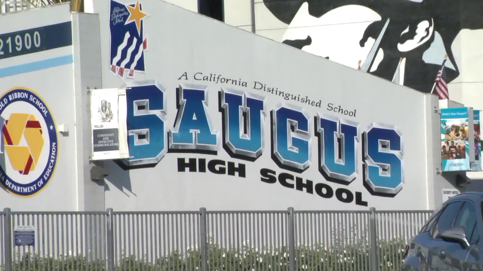 Saugus High School in Santa Clarita is seen on Sept. 19, 2019. (KTLA)