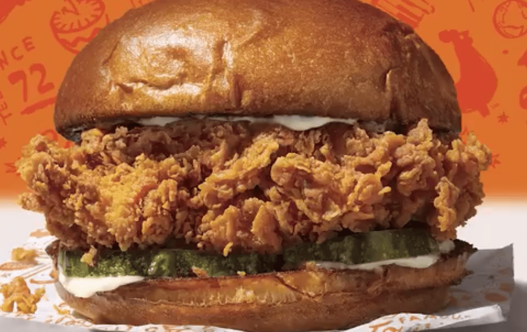 The new Popeyes chicken sandwich is seen in a photo distributed by the restaurant chain.