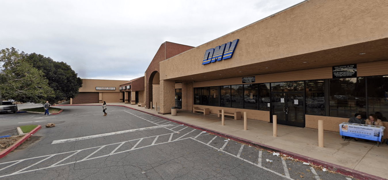 The DMV office in Granada Hills is seen in a Google Maps Street View image.