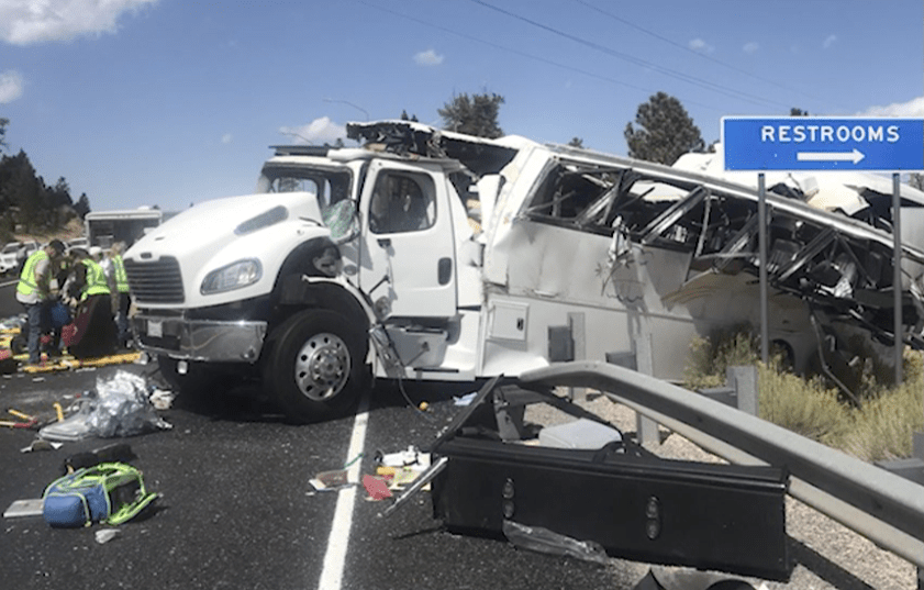 A tour bus crash is shown outside Bryce Canyon National Park on Sept. 20, 2019. (Credit: Garfield County Sheriff's Office via KUTV/CNN)