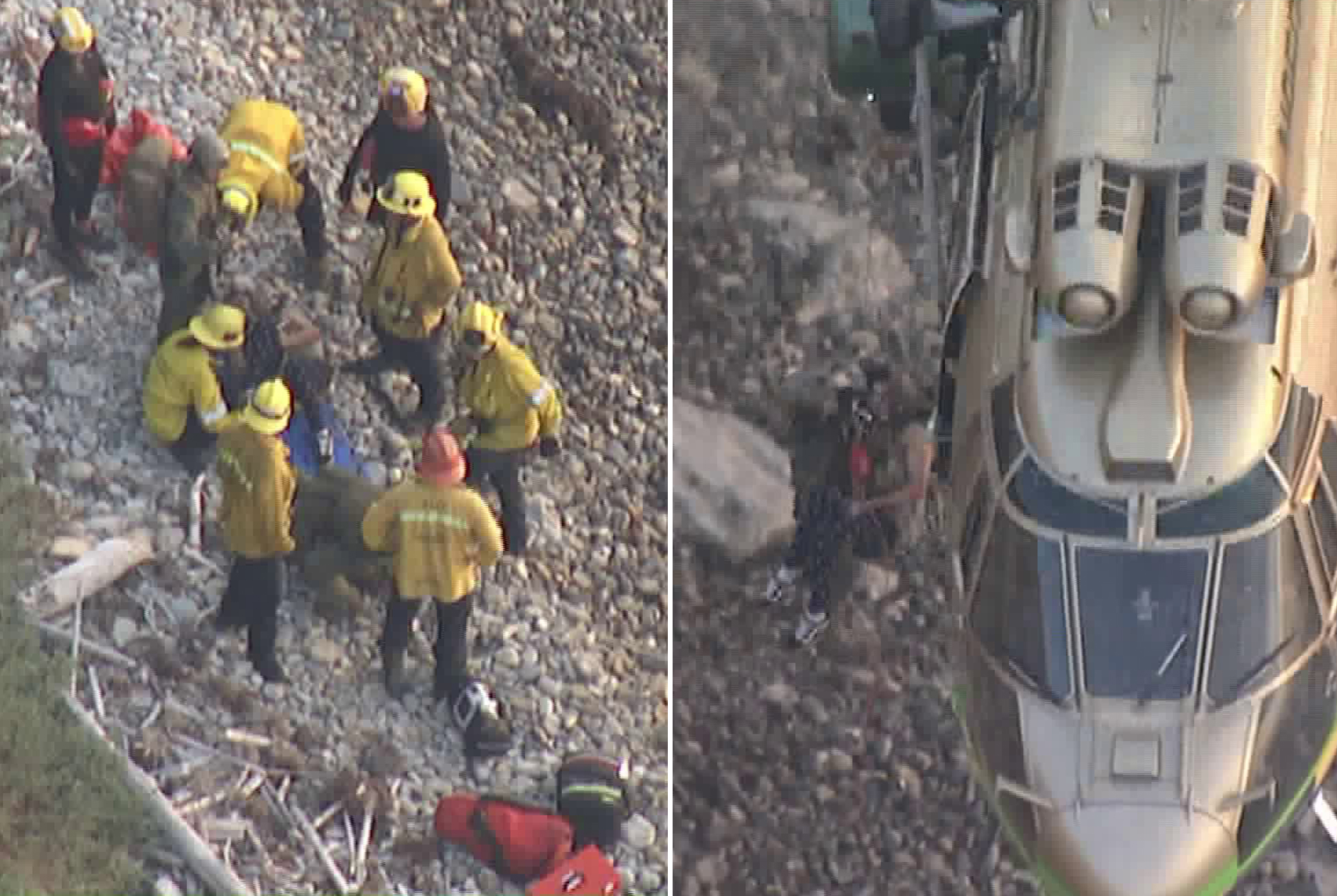 Firefighters rescue a teenager who fell from a cliff in Palos Verdes Estates on Sep. 26, 2019. (Credit: KTLA)