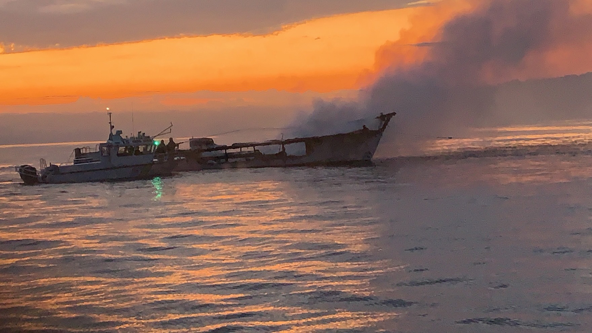 The Ventura County Fire Department released this photo of the Conception's burned-out wreckage.