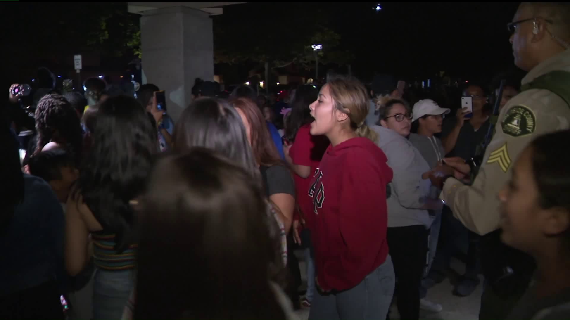 Students march at a vigil at Landmark Middle School on Sept. 25, 2019. (Credit: KTLA)