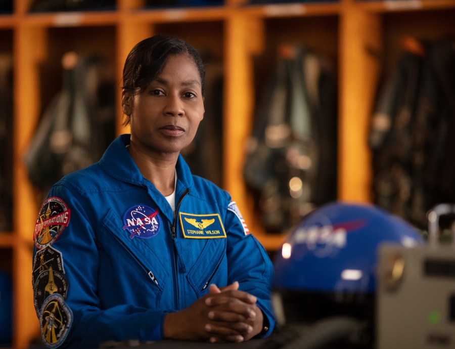 NASA astronaut Stephanie Wilson poses for a portrait in NASA Johnson Space Center’s office at Ellington Field, Thursday, July 11, 2019, Houston, Texas. (Credit: NASA/Bill Ingalls)