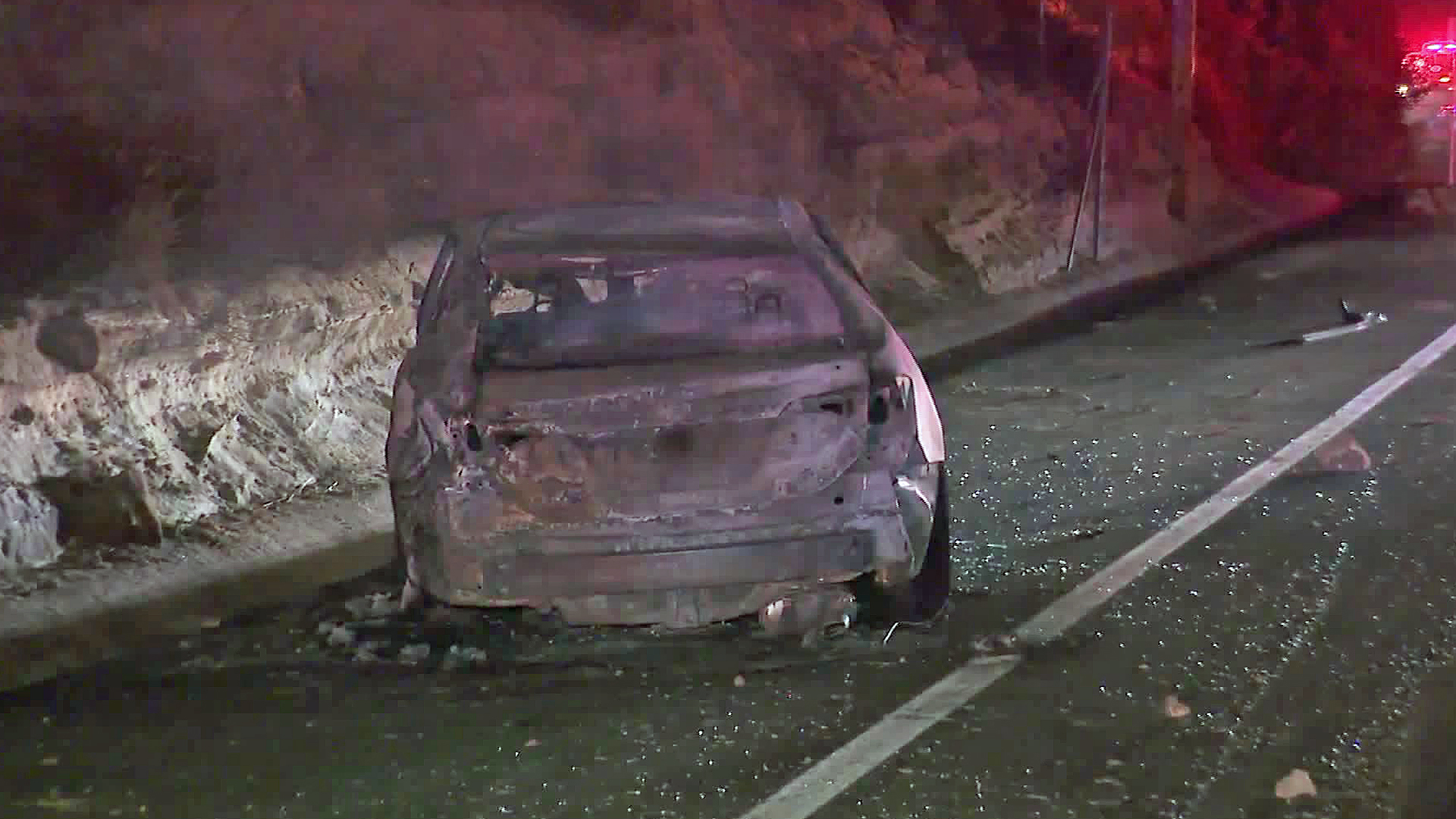 A brush fire in the Santiago Canyon area was started by a suspected DUI driver, officials said on Oct. 24, 2019. (Credit: KTLA)