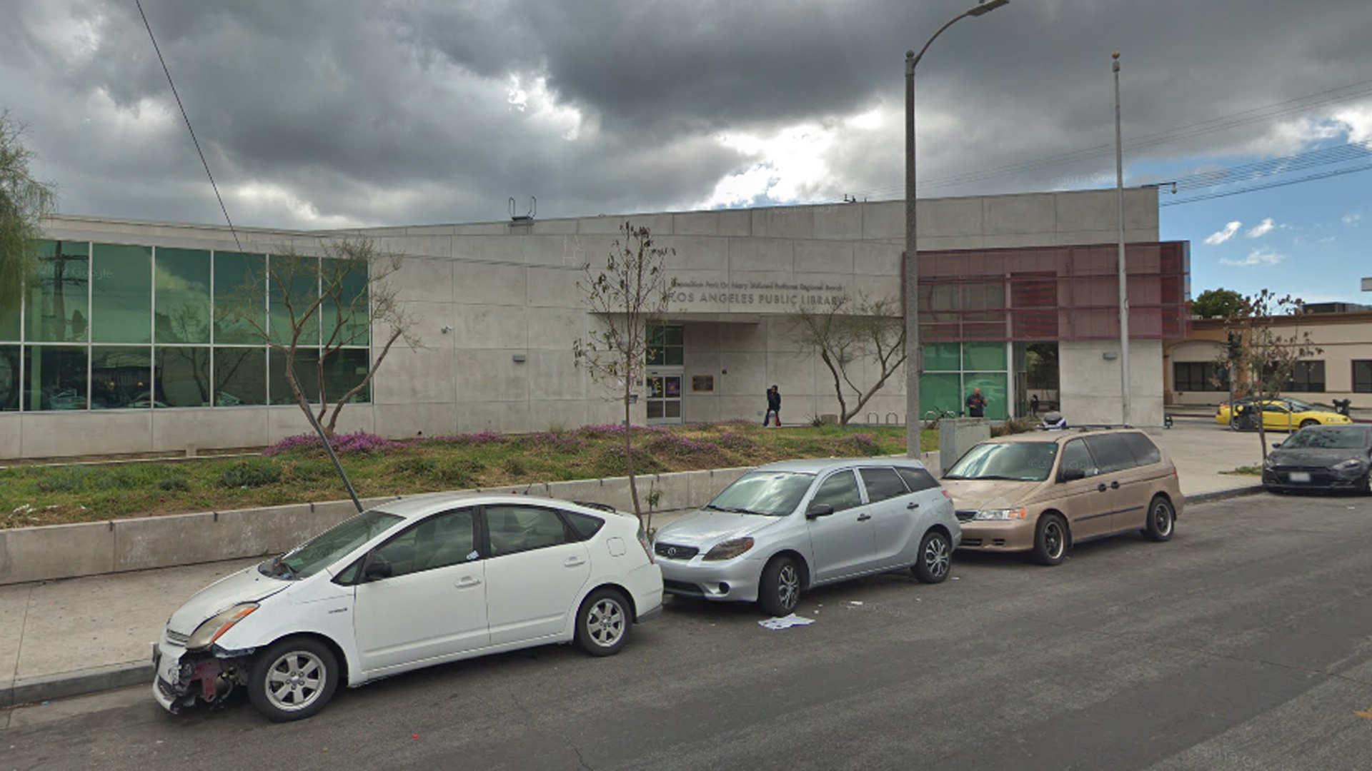 A Los Angeles Public Library branch in Exposition Park is seen in a Google Maps Street View image.