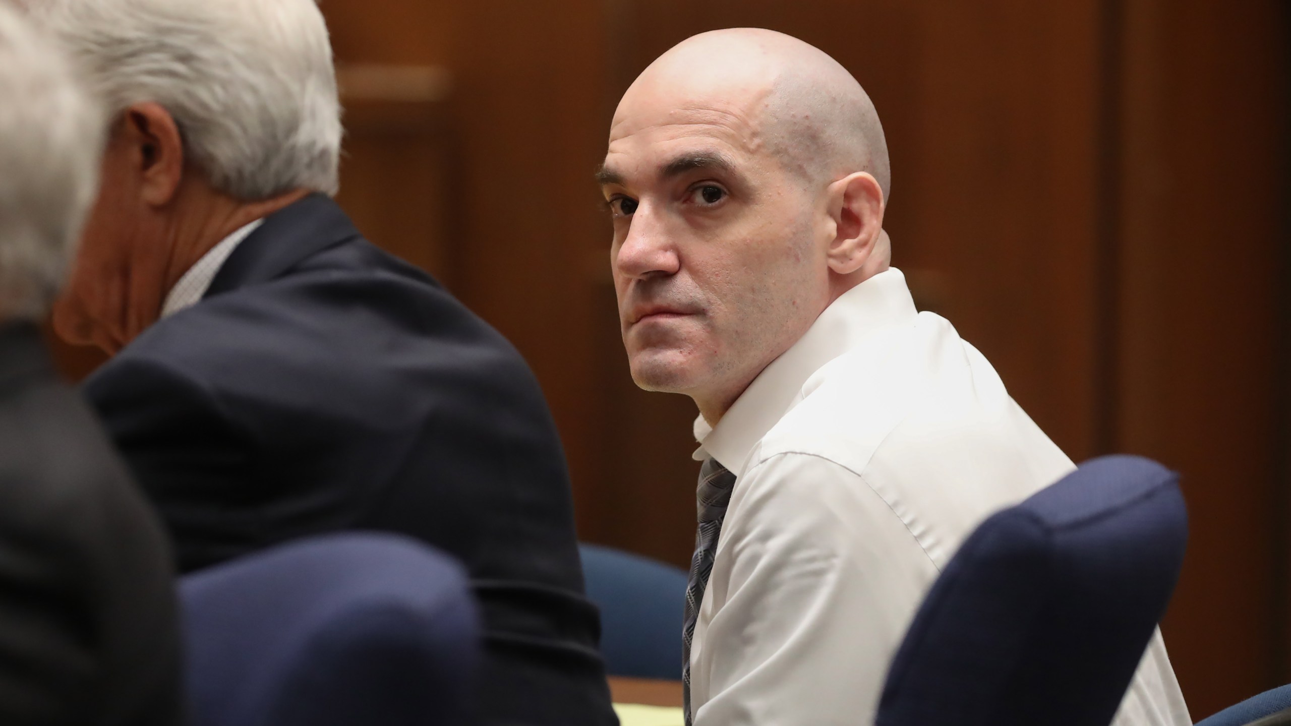 Michael Gargiulo listens during closing statements in his capital murder trial in Los Angeles Superior Court on Aug. 6, 2019. (Credit: Lucy Nicholson / AFP / Getty Images)