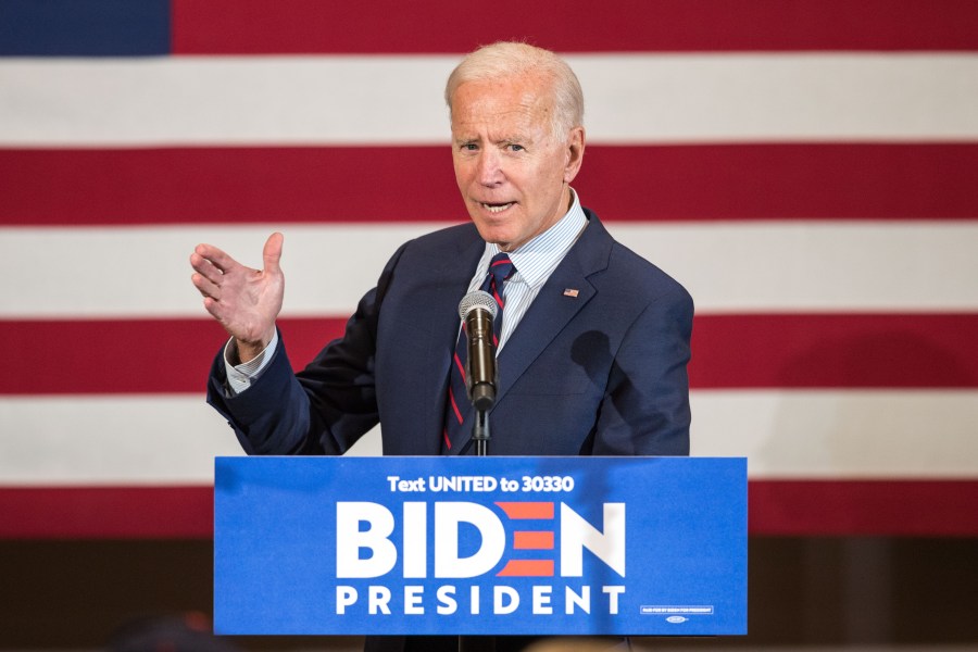 Democratic presidential candidate, former Vice President Joe Biden, speaks during a campaign event on Oct. 9, 2019, in Manchester, New Hamp. (Credit: Scott Eisen/Getty Images)