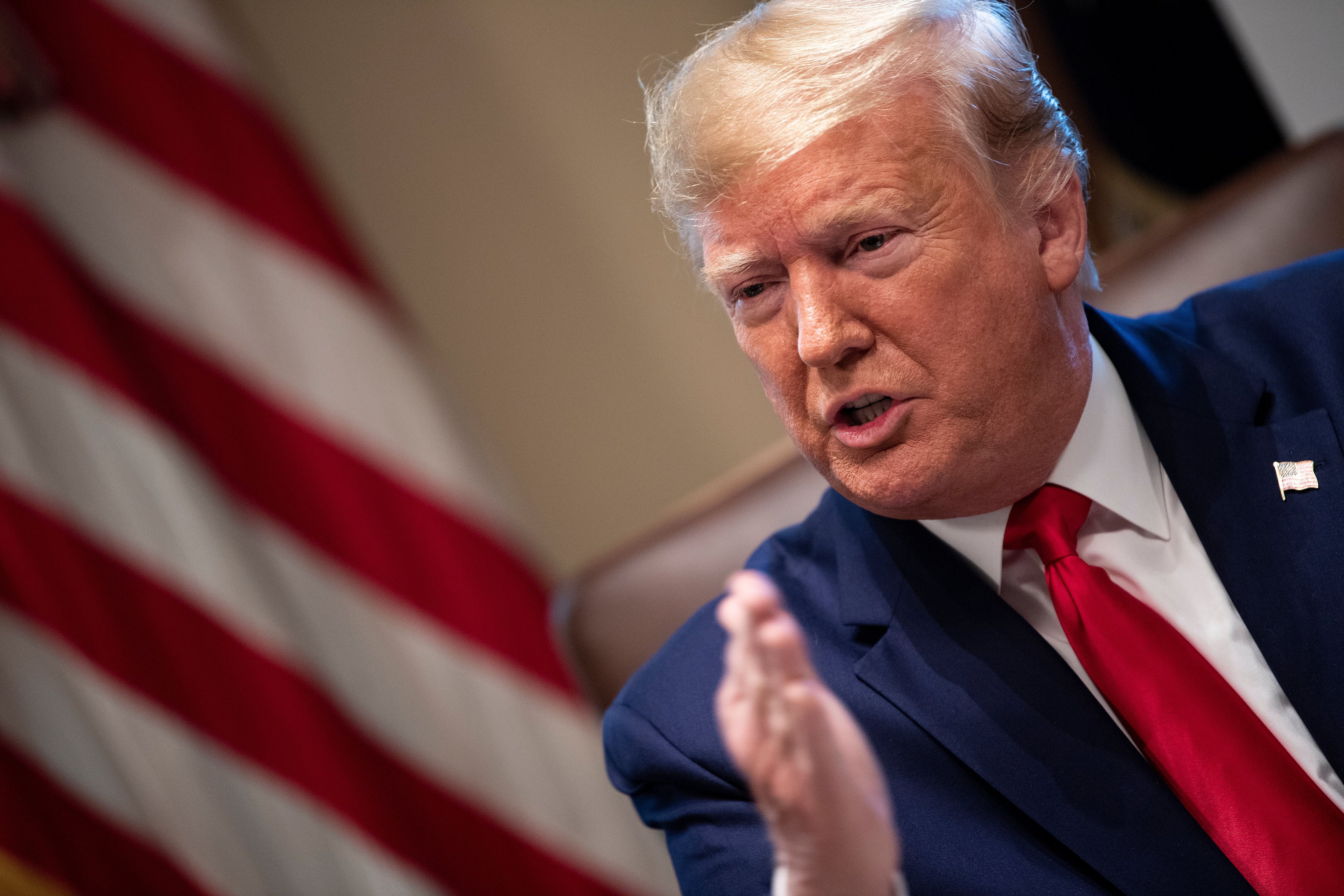 President Donald Trump speaks during a cabinet meeting at the White House on Oct. 21, 2019. (Credit: Brendan Smialowski / AFP / Getty Images)