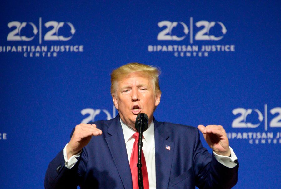 U.S. President Donald Trump delivers remarks at the 2019 Second Step Presidential Justice Forum in Columbia, South Carolina, on Oct. 25, 2019. (Credit: JIM WATSON/AFP via Getty Images)