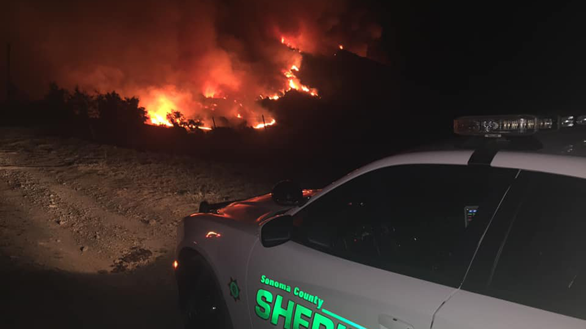 Residents were evacuated in Geyserville as the Kincade fire exploded in size on Oct 24, 2019. (Credit: Sonoma County Sheriff's Office)