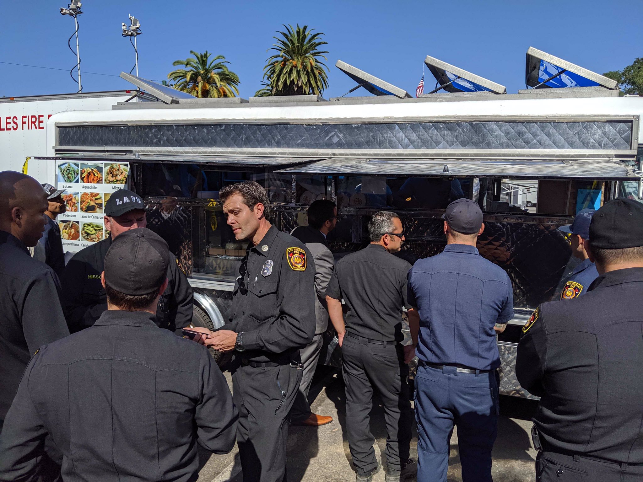 Los Angeles Mayor Eric Garcetti tweeted this image of a taco truck he said was sent by LeBron James to crews battling the Getty Fire on Oct. 29, 2019.