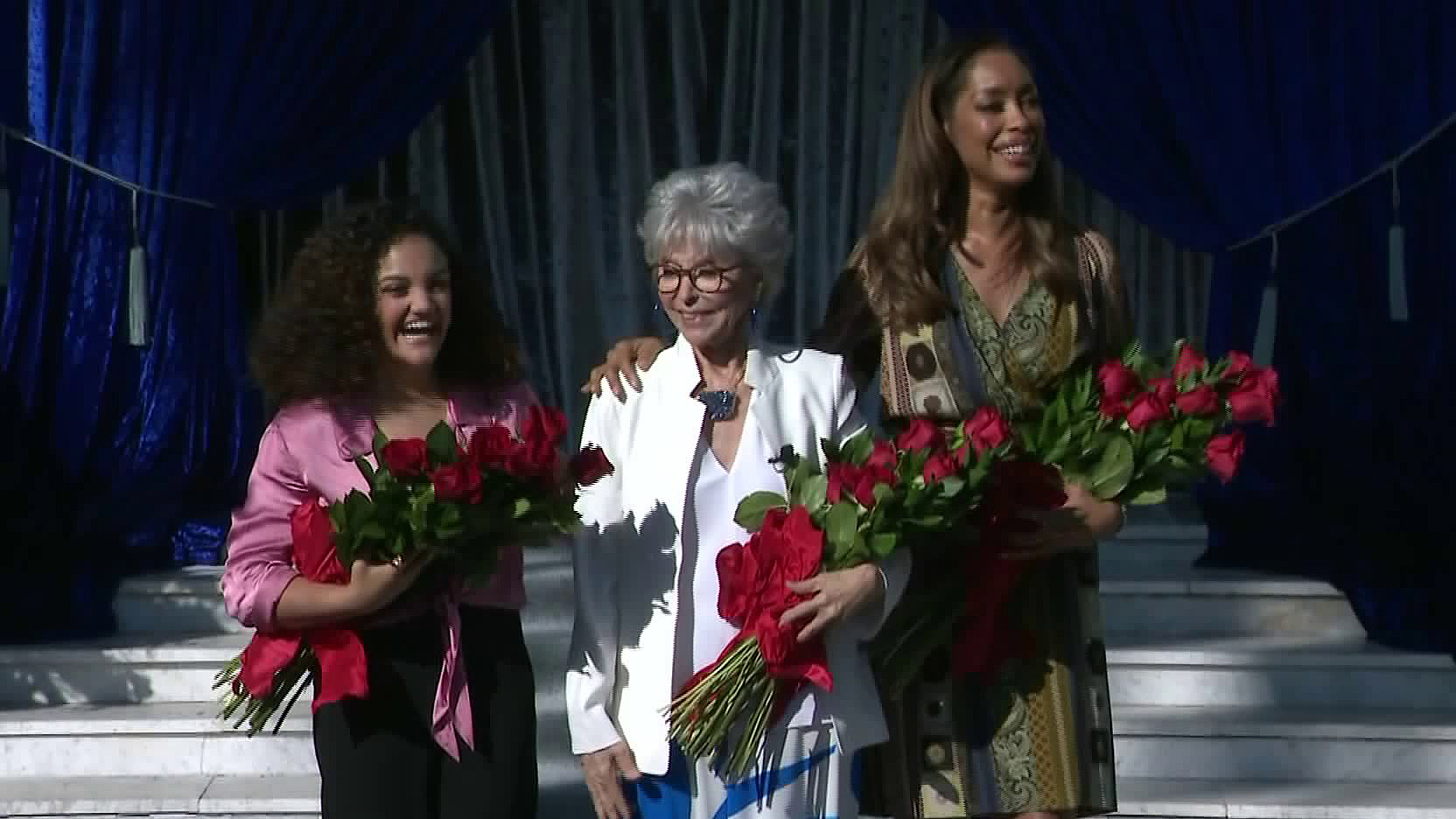 Laurie Hernandez (Left), Rita Moreno (Center) and Gina Torres were named co-grand marshals of the 2020 Tournament of Roses. (Credit: KTLA)