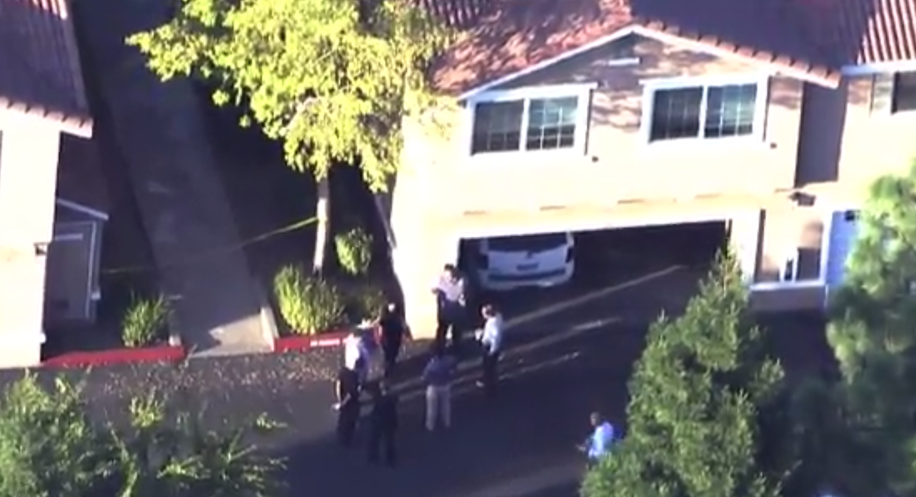 The Roseville neighborhood where officers found the bodies of victims that a man admitted to killing is seen in aerial footage on Oct. 14, 2019. (Credit: KCRA via CNN)