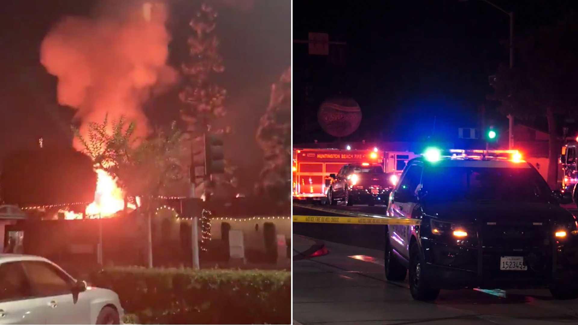 Authorities respond to an explosion that rattled an Oktoberfest celebration at Huntington Beach on Oct. 5, 2019. (Kyle Nelson, KTLA)