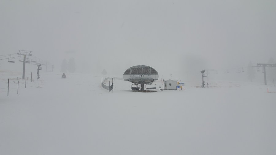 Snow carpets the Snow Valley ski resort west of Big Bear on Nov. 20, 2019. (Credit: John Brice/Snow Sports PR for Snow Valley)