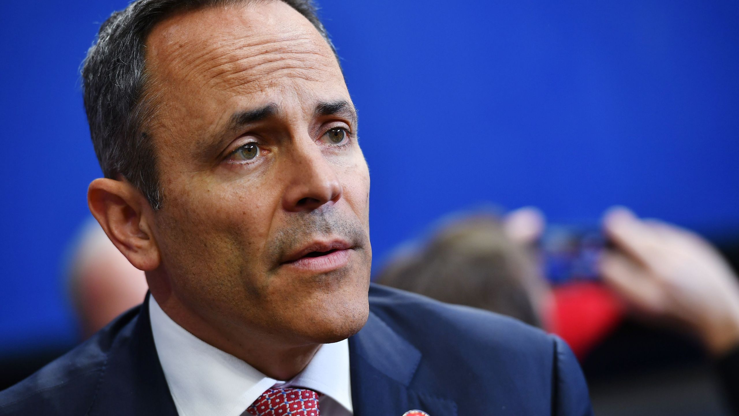 Kentucky Gov. Matt Bevin speaks before the start of a rally at Rupp Arena in Lexington, Kentucky, on November 4, 2019. (Credit: MANDEL NGAN/AFP via Getty Images)