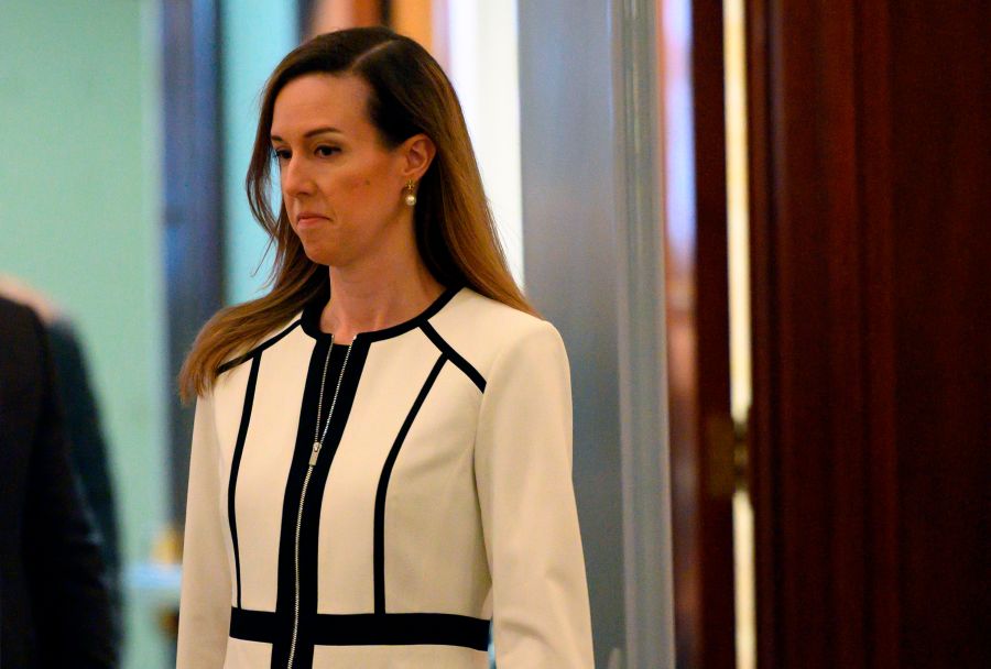 Jennifer Williams, an aide to US Vice President Mike Pence, arrives for a deposition as part of the House Impeachment inquiries on Capitol Hill in Washington, DC, November 7, 2019. (Credit: ANDREW CABALLERO-REYNOLDS/AFP via Getty Images)