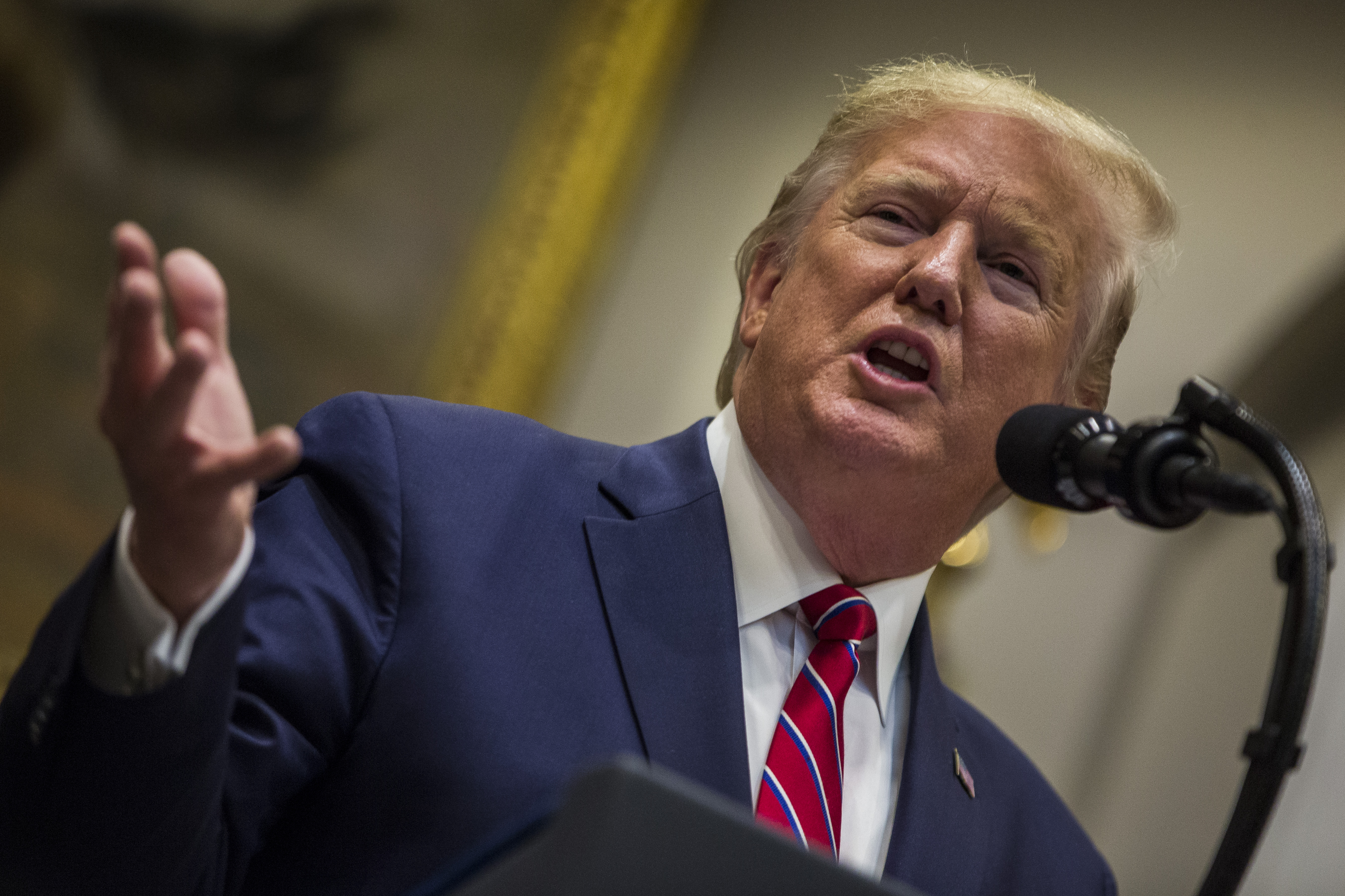 U.S. President Donald Trump delivers remarks in the Roosevelt Room at the White House on Nov. 15, 2019, in Washington, D.C. (Credit: Zach Gibson/Getty Images)