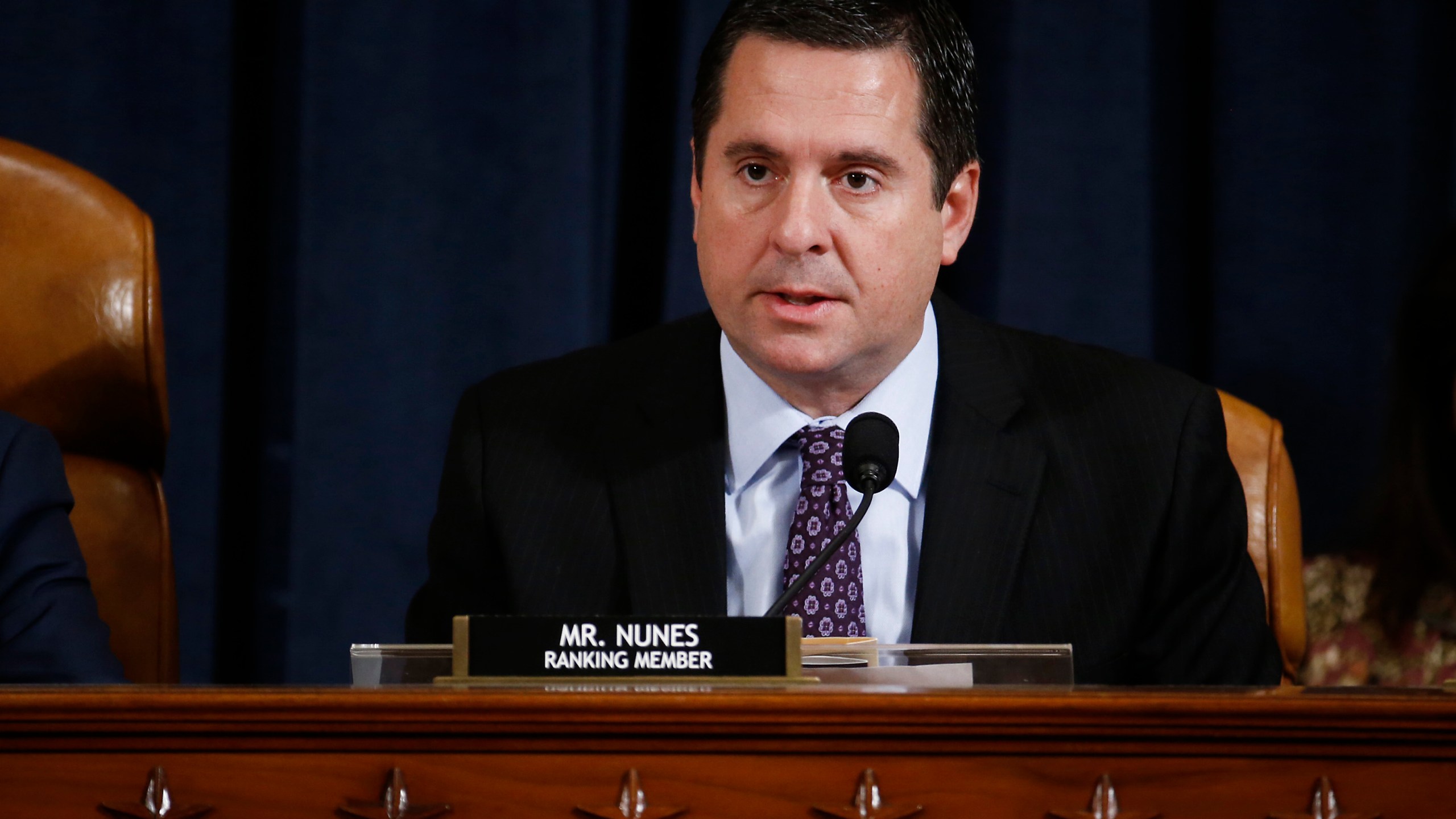 Rep. Devin Nunes, a California Republican and ranking member of the House Intelligence Committee, speaks during an impeachment inquiry hearing on Nov. 21, 2019. (Credit: Andrew Harrer / Getty Images)