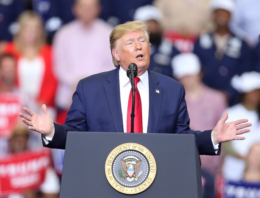 President Donald Trump speaks during a Keep America Great rally in Monroe, Louisiana, on Nov. 6, 2019. (Credit: Matt Sullivan / Getty Images)