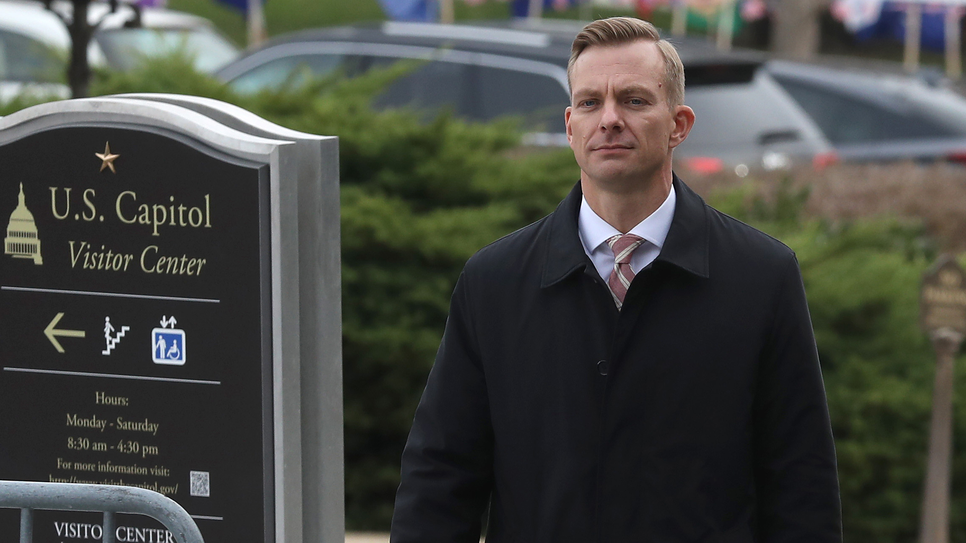 David Holmes, counselor for political affairs at the U.S. Embassy in Ukraine, walks to a closed-door deposition at the U.S. Capitol, on November 15, 2019, in Washington, DC. (Credit: Mark Wilson/Getty Images)