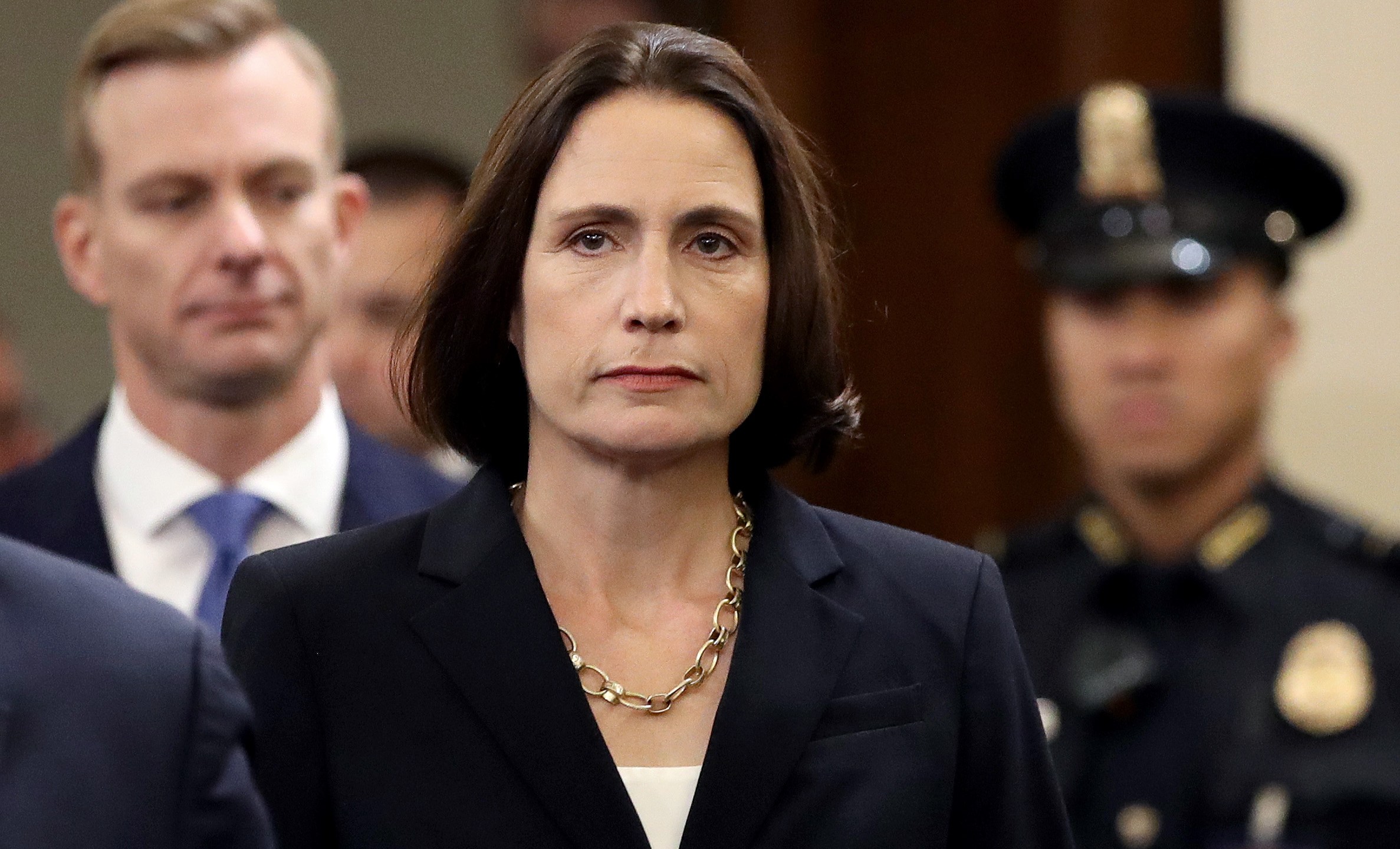 Fiona Hill and David Holmes return following a break to provide additional testimony before the House Intelligence Committee in the Longworth House Office Building on Capitol Hill Nov. 21, 2019 in Washington, D.C. (Credit: Drew Angerer/Getty Images)