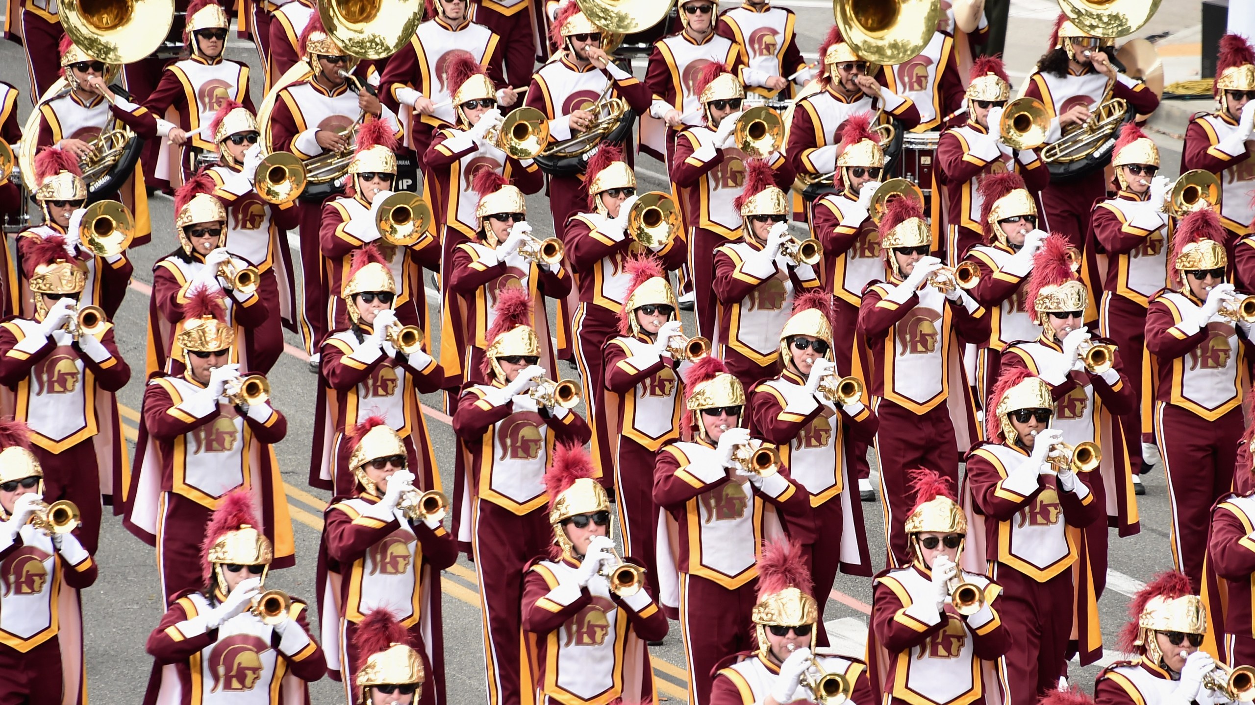 The USC Marching Band participates in the 128th Tournament of Roses Parade on Jan. 2, 2017, in Pasadena, California. (Credit: Alberto E. Rodriguez/Getty Images)