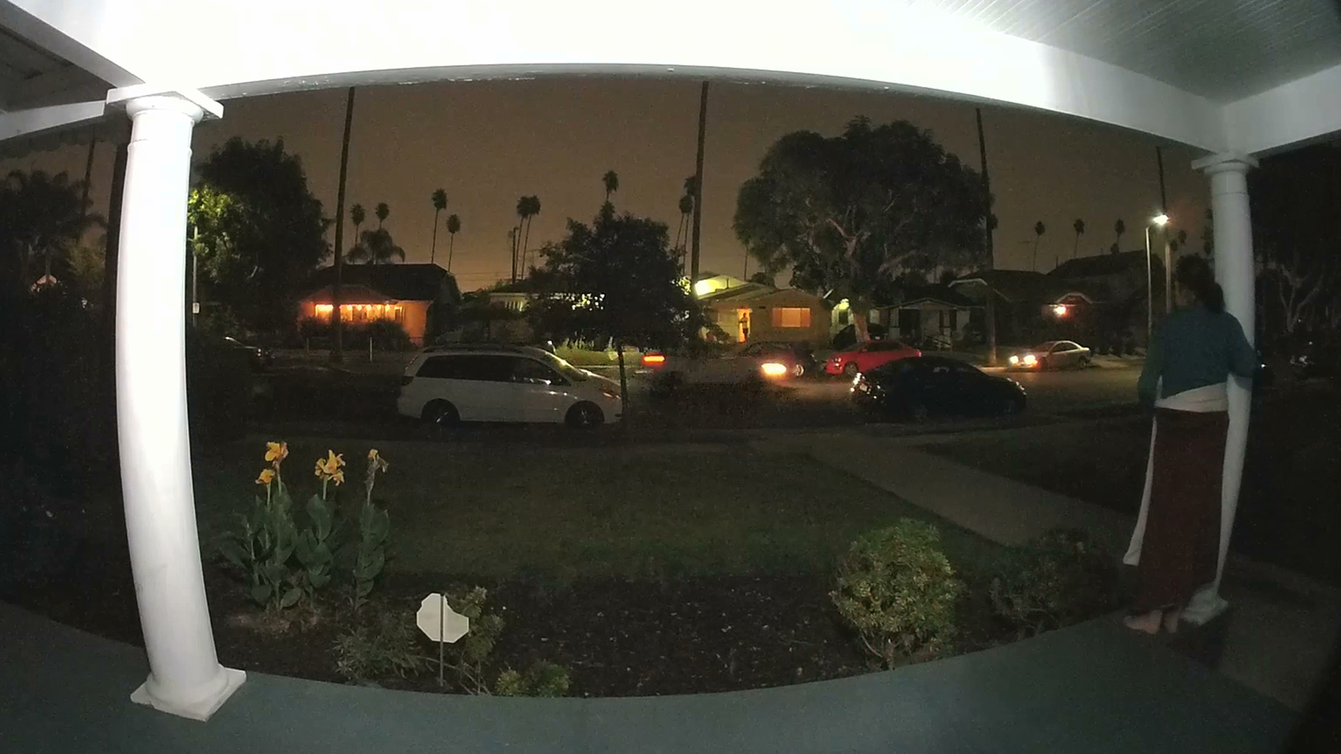 A vehicle carrying a screaming woman is seen in a still from Ring doorbell video captured Nov. 12, 2019, in Leimert Park.