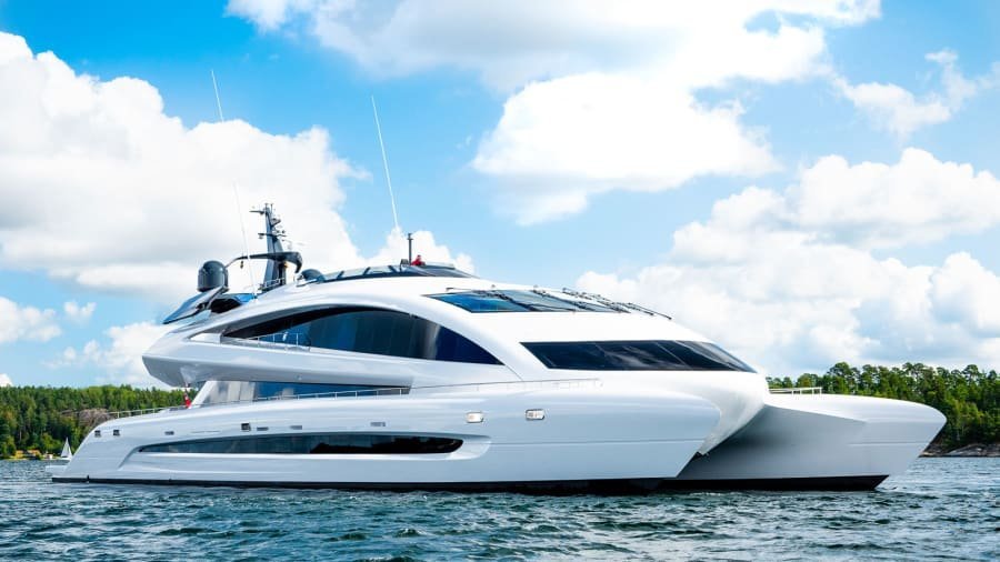 Described as "a spaceship on water," the Royal Falcon One is on the market nearly a decade after it was first commissioned.