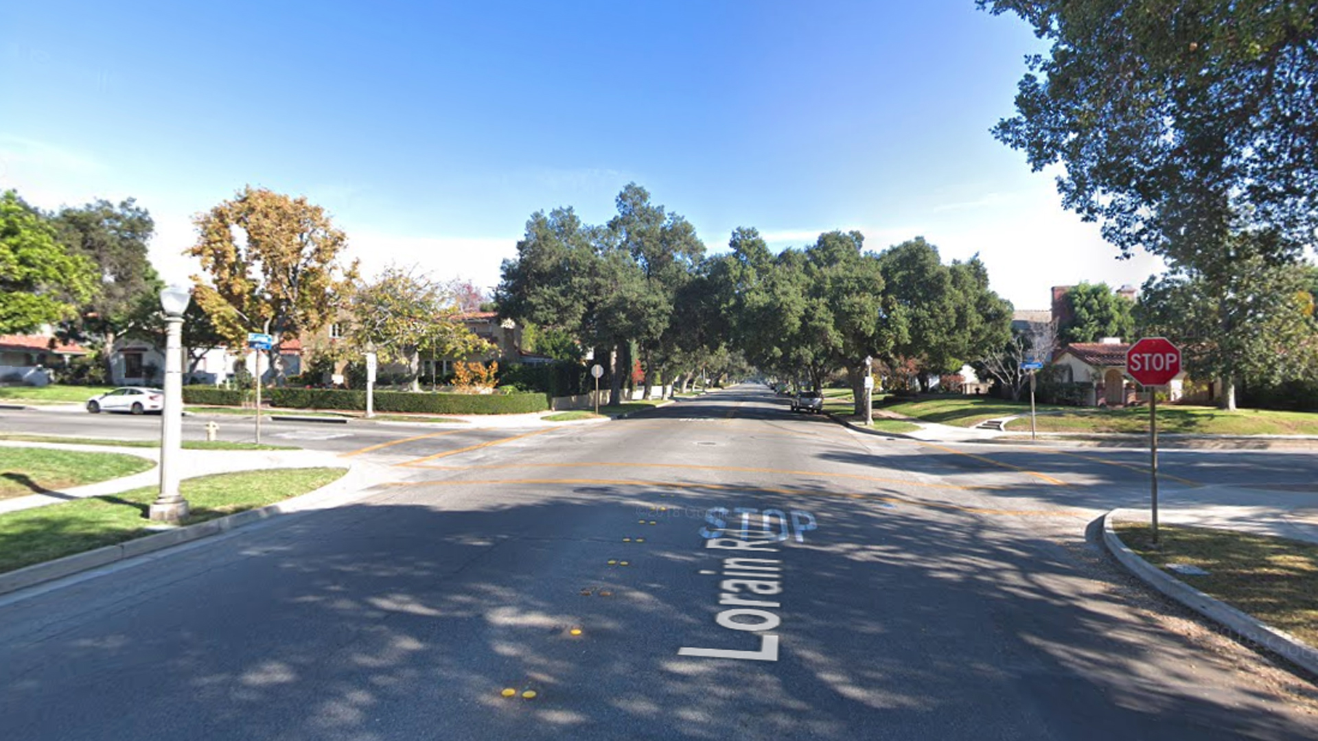 The intersection of Mission Drive and Lorain Road in San Marino, as pictured in a Google Street View image.