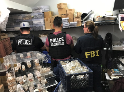 Authorities conducted an investigation at the DTLA Jewelry District on Nov. 7, 2019. (Credit: LAPD)