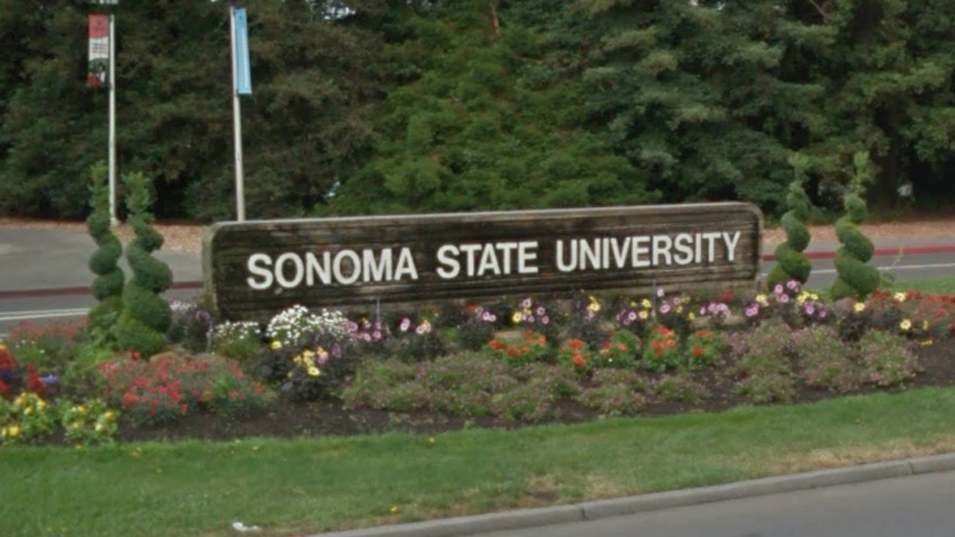 A Sonoma State University sign is seen in this Google Maps image.