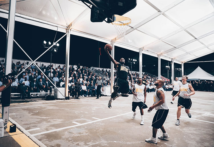 Members of the Sacramento Kings play basketball with inmates at Folsom State Prison on Dec. 12, 2019. (Credit: Josh Pierce / Sacramento Kings)