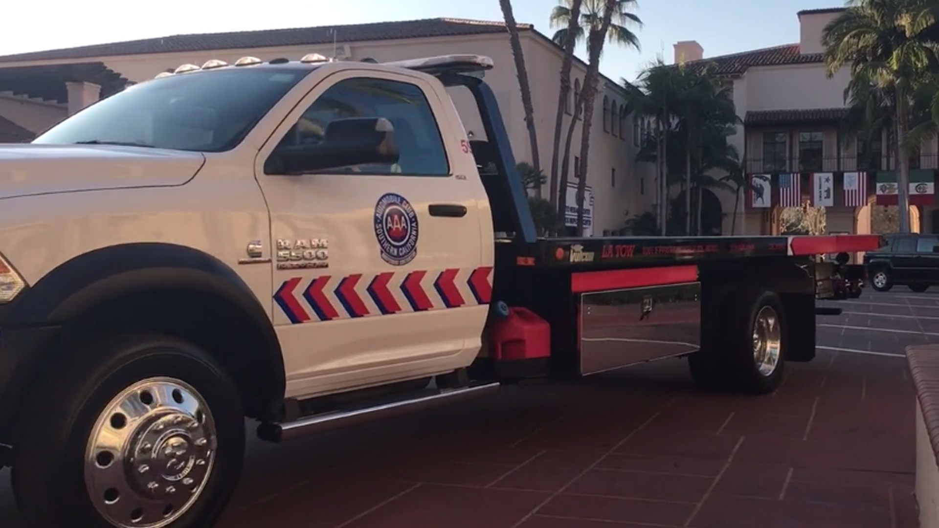 A tow truck is seen in a handout image from the Auto Club.