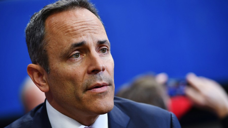 Kentucky Gov. Matt Bevin speaks before the start of a rally at Rupp Arena in Lexington, Kentucky, on Nov. 4, 2019. (Credit: MANDEL NGAN/AFP via Getty Images)