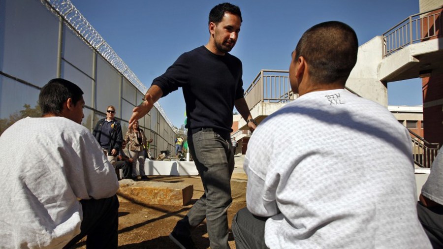 Scott Budnick greets youth at the juvenile hall.(Credit: Al Seib / Los Angeles Times)