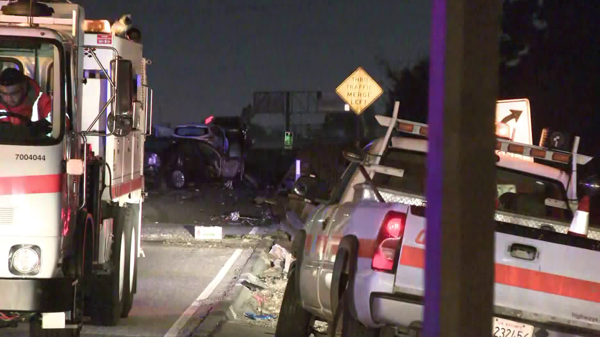 Officials investigate a deadly crash in Duarte on Dec. 15, 2019. (Credit: KTLA)