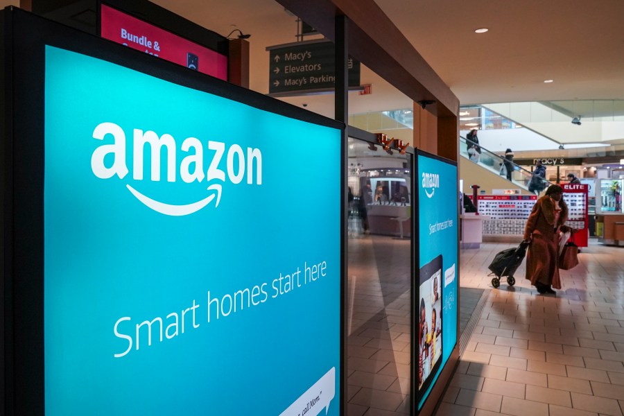 0An Amazon Pop-Up kiosk-style store stands inside the Queens Center Shopping Mall, March 7, 2019 in the Queens borough of New York City. (Credit: Drew Angerer/Getty Images)