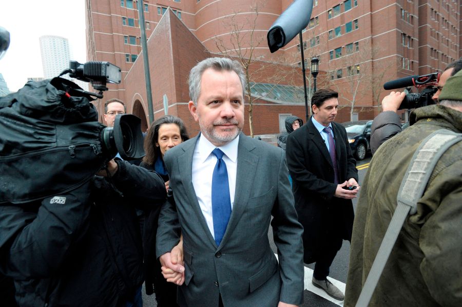 William McGlashan, Jr. makes his way out of the courthouse after making his plea in front of a judge for charges in the college admissions scandal at the John Joseph Moakley U.S. Courthouse in March 2019. (JOSEPH PREZIOSO/AFP via Getty Images)